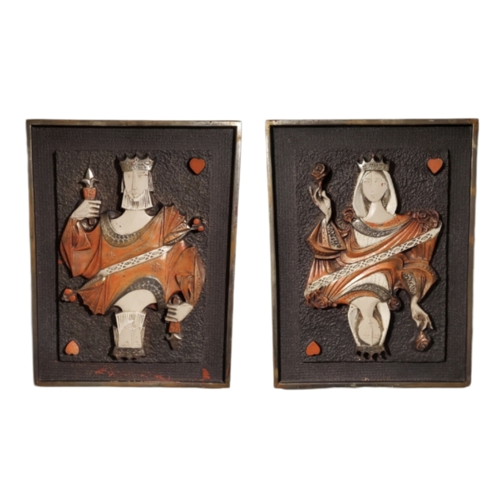 Mid-Centry King & Queen of Hearts Wall Plaques